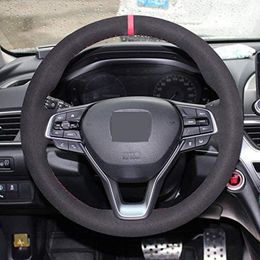 DIY Genuine Leather Steering Wheel Cover Custom Fit for 2018- 2021 Honda Accord / 2019-2021 Insight Stitch On Wrap Interior Accessories
