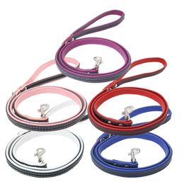 Contrast Soft Leather Pet Leash Outdoor Training Pet Leash Teddy Schnauzer Law Fight Pet Dogs Accessories