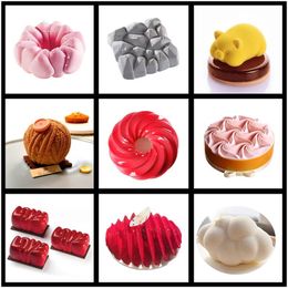 SHENHONG New Cake Mold For Baking Dessert Mousse Silicone 3D Mould Silikonowe Moule Pastry Chocolate Pan Fondant Bakeware T200708