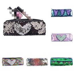 Sequins Pencil Bags Multifunctional Makeup Pouch For Women Cute Pencil Case Student Zipper Clutch Handbag Cosmetic Storage Bag