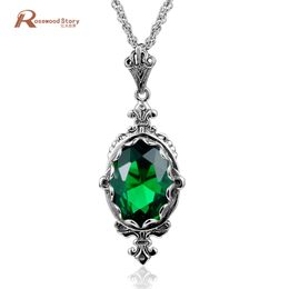 Fashion Women Pendant Created Emerald Stone Solid 925 Sterling Silver Crystal Bridesmaid Pendant Necklace Bridal Wedding Jewellery