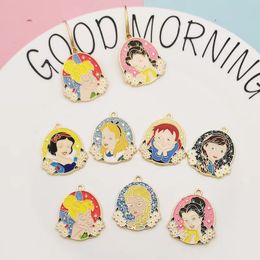 10pcs/lot Cartoon Charms Maid Girl Cute Pretty Girl Pendants Animal Enamel Charm For DIY Earring Jewellery Handmade Finding