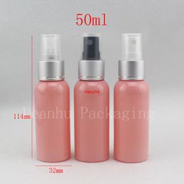 wholesale,50ml Mini pink colored Plastic Pump Spary Bottle Foam Makeup for women Cosmetic Cute Tool Storing Perfume etcgood package