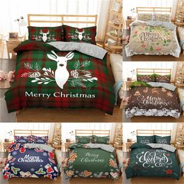 Boniu Merry Christmas Bedding Cover 3d Printed Deer And Santa Claus Duvet Cover Set With Pillowcase Microfiber Bedclothes 201021