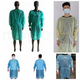 Non-woven Isolation Gowns Knitted Cuff Disposable Protective Clothing Anti Dust Protective Clothing Disposable Raincoats SEA SHIPPING RA3756