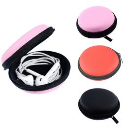 Unisex Candy Color Luxury Mini Bag Plastic Round Earphone Pouch Data Cable Storage Box Portable Zip Coin Purse