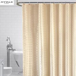 XYZLS Modern Shower Curtain Waterproof Mildew-proof Polyester Bathroom Curtain Square Grid Bath Curtains With Hooks LJ201130