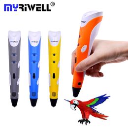 Myriwell RP-100A 3D Drawing Pen DIY Smart 3D Printer Printing Pen with Base / 9M 1.75mm ABS Filament for Kids Design Painting 201214