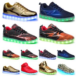 Casual luminous shoes mens womens big size 36-46 eur fashion Breathable comfortable black white green red pink bule orange two 76