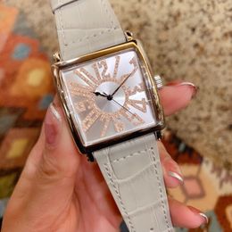 classic brand Stainless Steel Quartz Wristwatch fashion Women Geometric square watch ladies Rhinestone Number clock 36mm