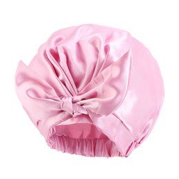 Satin Bonnet with Wide Stretch Ties Long Hair Care Women Night Sleep Hat Adjust Hair Styling Cap Silk Head Wrap Shower Cap