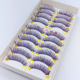 Purple False Eyelashes Taiwan Handmade Black Clip Colorful Lashes Wholesale