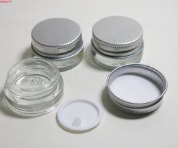 360 x 5g Travel Transparent Small Cute Glass Cream Pot Make up Jars with Silver Aluminium Cap White PE Padgood qualtity