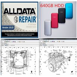 -2020 de haute qualité réparation automobile Alldata V10.53 doux articles en 640Go disque dur avec le support technique pour les voitures et les camions USB 3.0