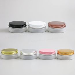 24 x 50g Travel Empty Frost Pet Cream Jar Pot With Metal Lids with PE Pad 5/3oz Cosmetic Container Thread size 67mm