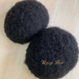 Afro Kinky Men's Hairpiece Human Hair Toupee Wig Super Thin Skin Hair Replacement Base Size 8"x10"