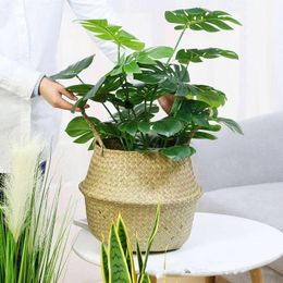 Gardening Laundry Basket Seaweed Weave Flowerpot Home Furnishing Decoration Big Belly Plant Pots Europe And America New Arrival 15ay F2