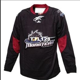 Full embroidery Customise AHL Cleveland Lake Erie Monsters Hockey Jersey Stitch add any name number