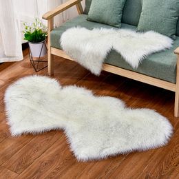 Double Heart Imitation Cashmere Rug Super Soft Sheepskin Rug Indoor Modern Silk Fur Rug Couple Gift Floor Mat Love