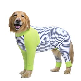 Striped Large dog clothes Cartoon Pajamas For gril boy Dogs Coat 4 Legs Dog Jumpsuit Sweatshirt Dog Clothing Pets Clothing 201116