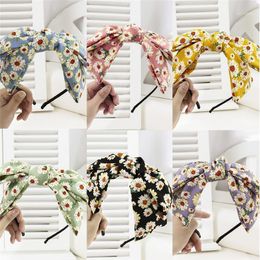 Imixlot Sweet Fresh Style Big Bow Sunflower Pattern Hair Band Women Girls Temperament Accessories Fashion Headdress Clips & Barrettes