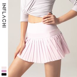 2024 LL LEMONS Gym Tennis Yoga Shorts Clothes Women Running Sports Fiess Golf Skirts with Pocket Sexy Pants Breathable Pleated Skirt
