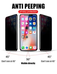 For iPhone 12 mini 12 11 Pro Max X XR XS Max 8 7 6 Plus Privacy 9H Tempered Glass Anti-Spy Screen Protector