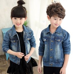 3-14Y Children Denim Jackets Coats for Girls Casual Spring Fall Boys Clothes Kids Jeans Jacket Baby Solid Colour Cowbow Outerwear 201106