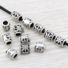 200Pcs Antique Silver Alloy Daisy Barrel Spacer Beads 7x8mm For Jewelry Making Bracelet Necklace DIY Accessories D11