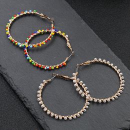 Fashion Big Circle Hoop Earring Handmade Beads Loop Huggie Earings For Women Party Creole Jewelry Pendientes Aretes Brinco Femme281s