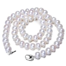 White Natural Freshwater Pearl Necklace For Women Gift 8-9mm Necklace Beads Jewellery 45cm Length Necklaces Fashion Jewellery SPEZ Q0531