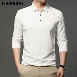 COODRONY Brand Spring Autumn Arrivals High Quality Pure Colour Business Casual Long Sleeve Polo-Shirt Men Clothing Tops C5050 220312