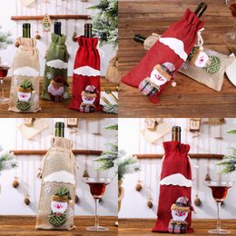 2020 Wine Bottle Covers Santa Claus Snowman Snowflake Table Decoration Bags Christmas Ornaments Bottles Sleeve 3 9hca G2