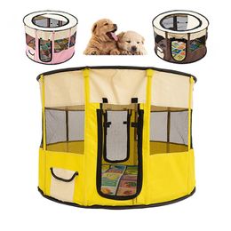 Outdoors Dog Cat House For Small Large Dogs Breathable Portable Dog Tent Foldable Dogs House Round Pet Playpen 201130