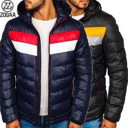 ZOGAA Winter Fashion Slim Fit Men's Cotton-padded Clothes Warm Colour Matching Jacket Casual Trend Men's Padded Jacket 211216