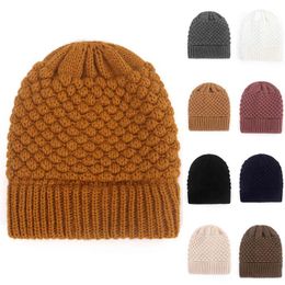 Knit Beanie Winter Hats For Women Woolen Cap Stretch Crochet Messy Bun Holey Hat Casual Skullies Beanies Girl Caps