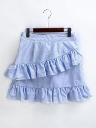 Skirts Casual Ruffles Layers Striped Embroidery Women Chic Trendy Short Skirts1
