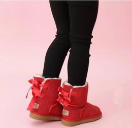 DORP SHIPPING 2020 Kids Shoes Genuine Leather Snow Boots for Toddlers Boots With Bows Children Footwear Girls Snow Boots