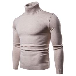 FAVOCENT Winter Warm Turtleneck Sweater Men Fashion Solid Knitted Mens Sweaters Casual Male Double Collar Slim Fit Pullover 201203