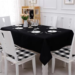 Byetee Solid Color Black Tablecloth Simple Modern Hotel table Cloth Rectangular Cotton Linen Fabric Table Cover for Kitchen LJ201223