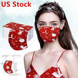 Christmas 50PC Adult And Child Mask Disposable Non-woven Mask 3Ply Earhook Bandage Dust-proof Masque within 24 Hours FY0102