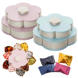 New Enjoy Life-Bloom Snack Box Flower Design Candy Food Snack Trays Petal Flower Rotating Box Candy Dried Fruit Xmas Party Case LJ200812