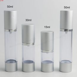200 x 15ml 30ml 50ml Silver High-grade Refillable Bottles Portable Airless Pump Dispenser Bottle For Travel Lotiongood qualtity
