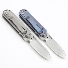 High Quality Mini Small EDC Pocket Folding Knife S35VN Stone Wash Blade CNC TC4 Titanium Alloy Handle Ball Bearing Fold Knives