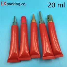 Free Shipping 20 g/ml Red Glossy Soft Packing bottle Glow Eye Cream Essence Travel Cosmetic Container Bank Sample 100 pcs