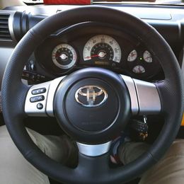 DIY Steering Wheel Cover Custom Fit For Toyota Camry RAV4 FJ CRUISER Stitch On Wrap Interior Accessories