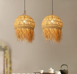 Japanese style creative Personalised bamboo chandelier, Chinese Zen lamp, tea house, restaurant, B & B, art RETRO rattan lamp shade