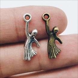 Lot 100pcs Halloween Ghost Specter Alloy Charms Pendants Retro Jewelry DIY Ancient Silver Bronze Pendant For Bracelet Earrings 21x7mm DH0837+363