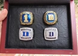 DUKE BLUE 4Pcs DEVILS NATIONAL Team Championship Ring With Wooden BOX Set Men Fan Souvenir Gift Wholesale 2024