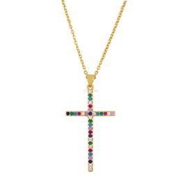 18k gold cross Necklace fashion diamond pendant chains women mens Jewellery will and sandy gift